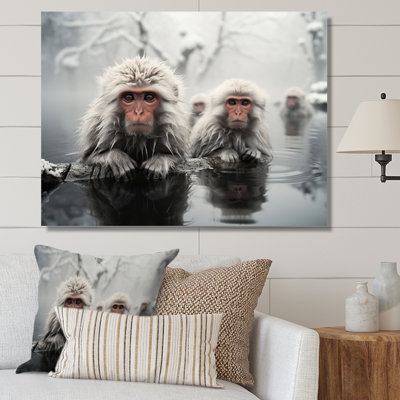 Japon Art Snow Monkeys Bath I - Japanese Wall Art Living Room