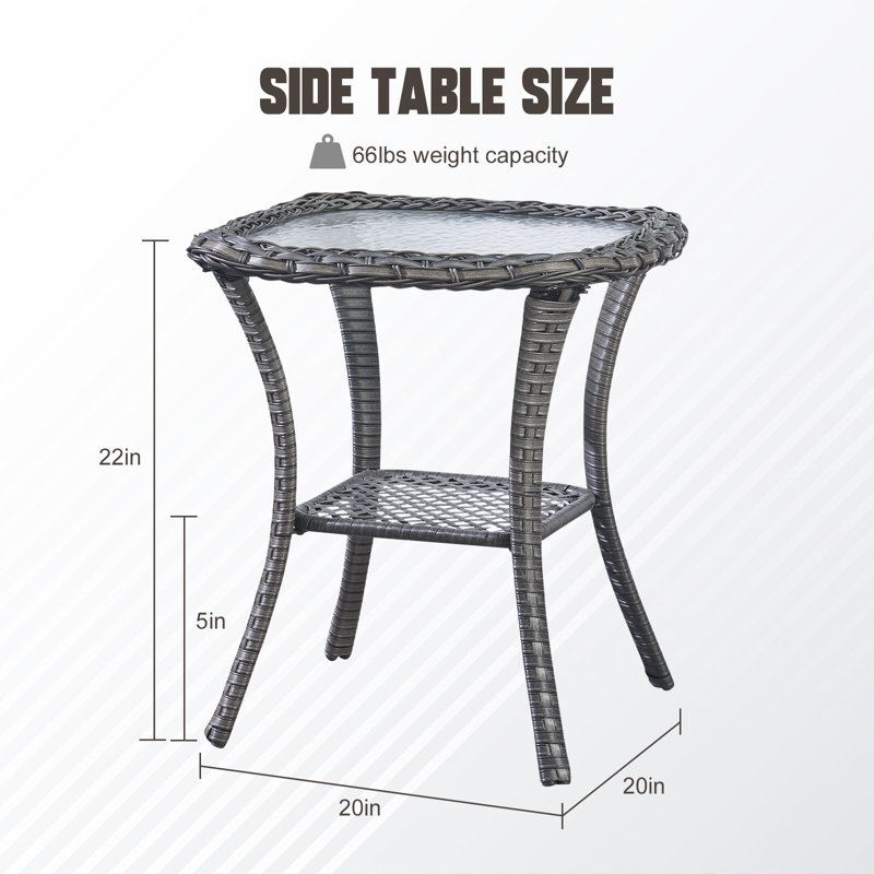 Table d'appoint Abbey, Gris, H 22,8 po x l 19,9 po x P 19,9 po