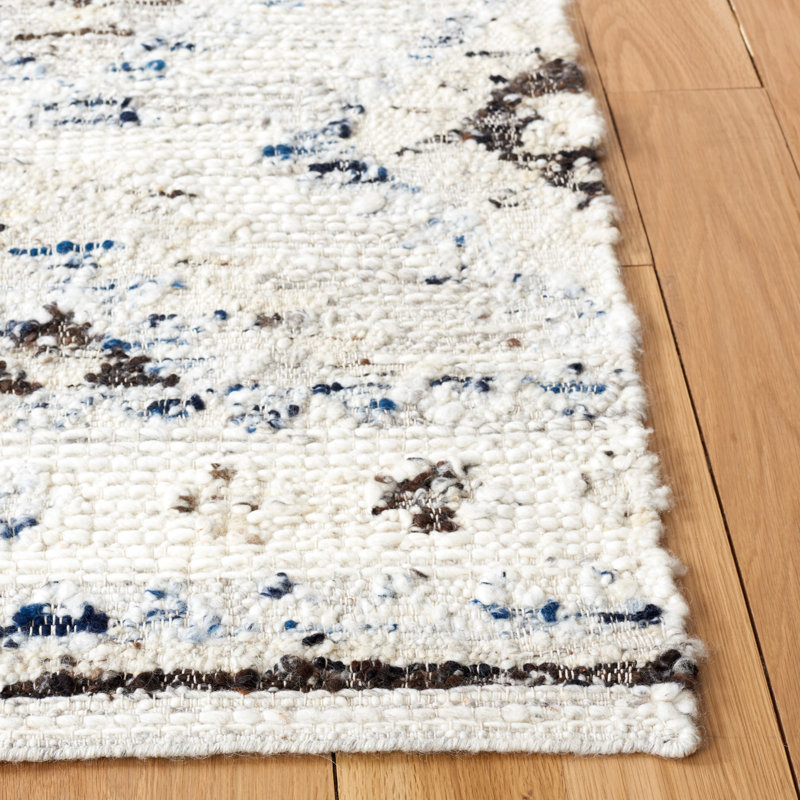 Tapis en laine / coton tissé à la main Manhattan en ivoire / gris anthracite Manhattan, Rectangle 6 pi x 9 pi