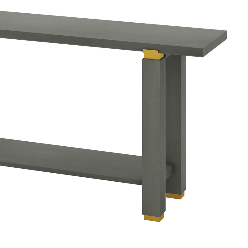 Console de 62,9 po avec console minimaliste moderne, canapé d'entrée en bois de pin massif avec détails en métal, tablette de rangement ouverte