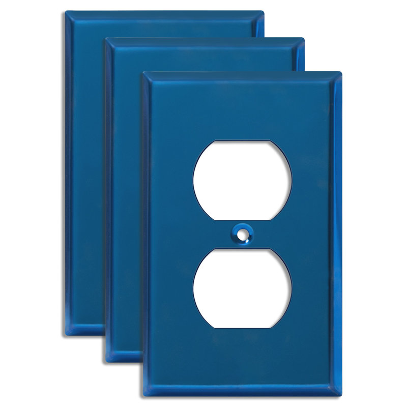 Plaque murale en métal en acier inoxydable à 1 bande, bleu poli (paquet de 3)