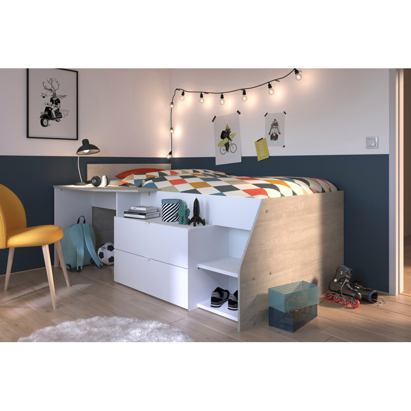 Kinley European Single (90 x 200cm) 2 Drawer Mate's & Captain's Mid Sleeper Loft Bed Bed with Built-in-Desk