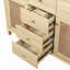 Meuble-lavabo 48 po en rotin naturel, structure en bois massif, 5 tiroirs, 2 portes d'armoire en rotin avec lavabo en céramique de qualité supérieure