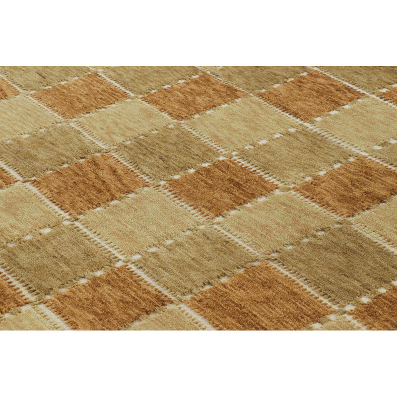 Rug & Kilim’S Scandinavian Style Rug In Beige-Brown And Rust Geometric Pattern, Rectangle 9'1" x 12'