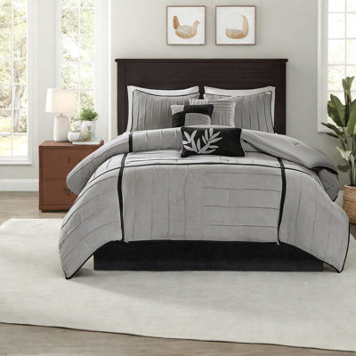 Soft Faux Suede Bedding Sets Cal King, Modern Grey Home Comfort