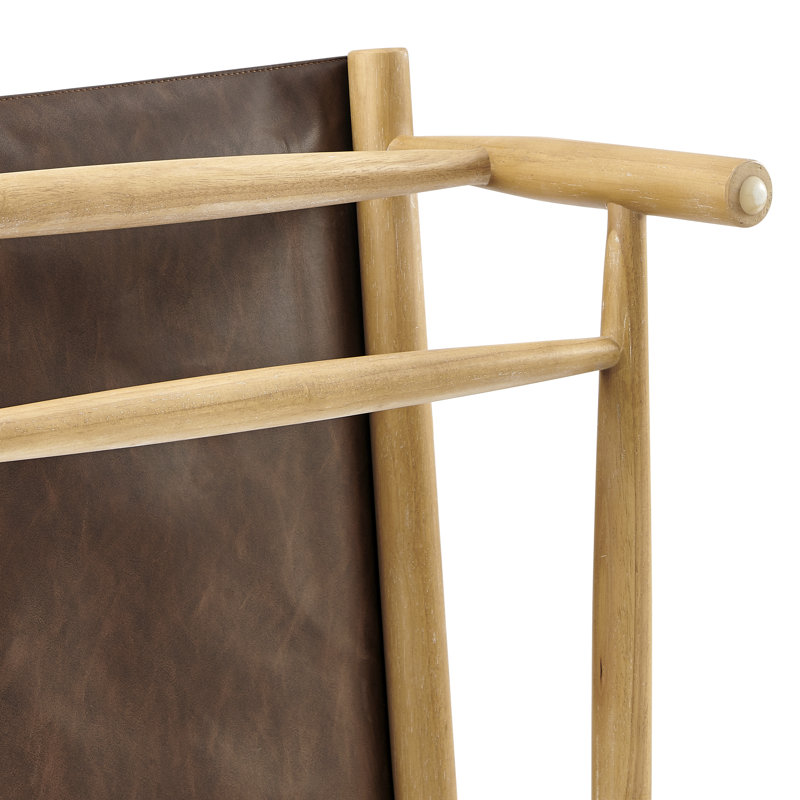 Pihu Faux Leather Tufted Accent Chair, Casa Brown Faux Leather