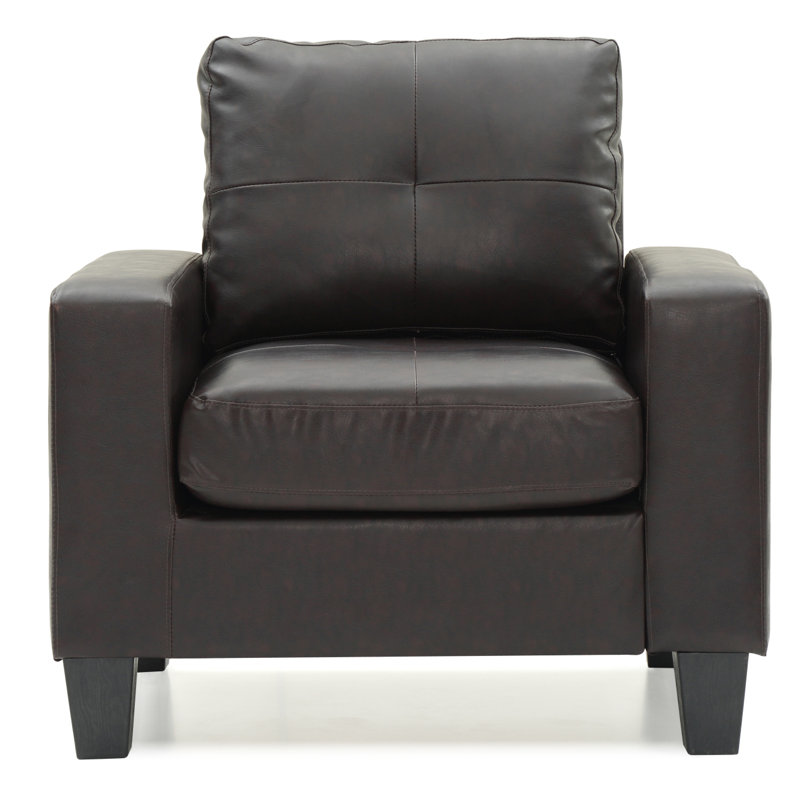 Vegas W Polyester Armchair, Modern Club Chair, Dark Brown Faux Leather