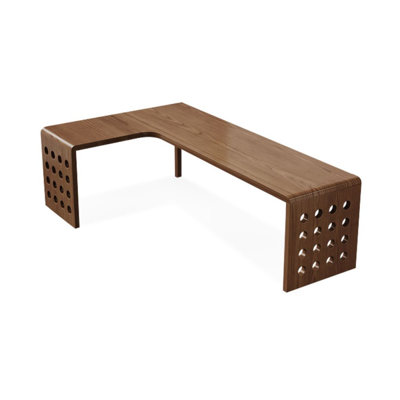 Bureaux rectangulaires en bois massif en forme de L