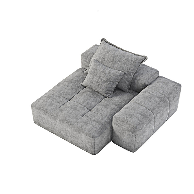 Canapé modulaire combiné avec coussins, Gris