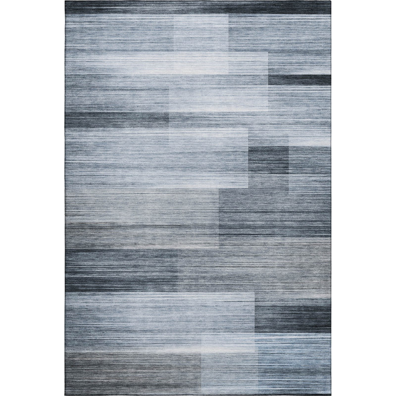 Premium Machine Washable Mayfield AMF2082 Striped Rug, Denim, 10' x 14'