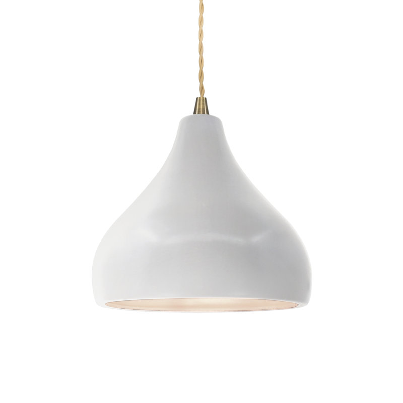 Luminaire suspendu à 1 lumière Meydan, H 7,25 po x l 8 po x P 8 po, Bisque, Laiton antique