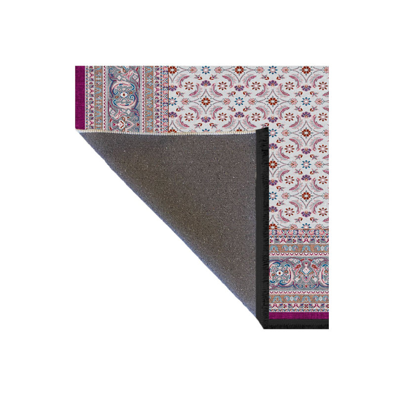 Tapis décoratif lavable à la machine rose, Tapis de couloir 4 pi 11 po x 9 pi 10 po inclus