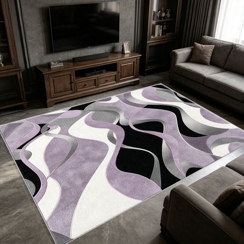 Lavender Curve carpet-easy to clean, machine-washable, soft and comfortable; suitable for door mats, kitchens, living rooms, bedrooms, corridors, and laundry areas. Easy to clean, durable carpet for home decoration.