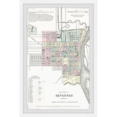 Vintage Map Of Savannah - Single Picture Frame Graphic Art
