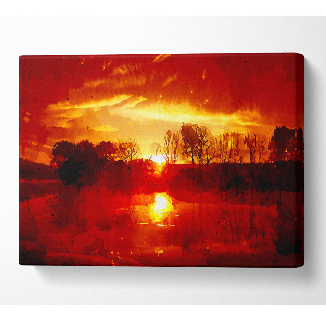 Atemberaubende Sonnenaufgangsreflexionen im See - Leinwanddrucke auf Wrapped Canvas