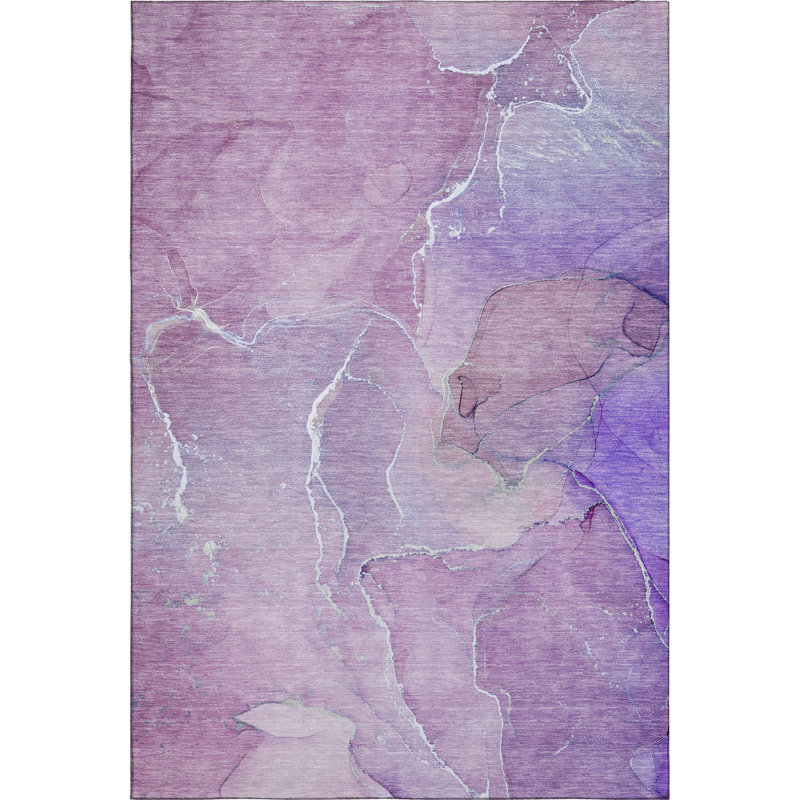 Tapis mauve Premium lavable à la machine Cerrito AMF511, Rectangulaire 3 pi x 5 pi