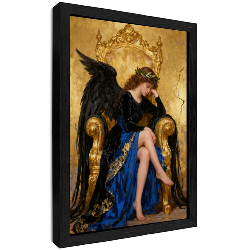 Art mural rétro noir, "The Angel on the Throne", impressions de style gothique foncé, H 11 po x l 9 po