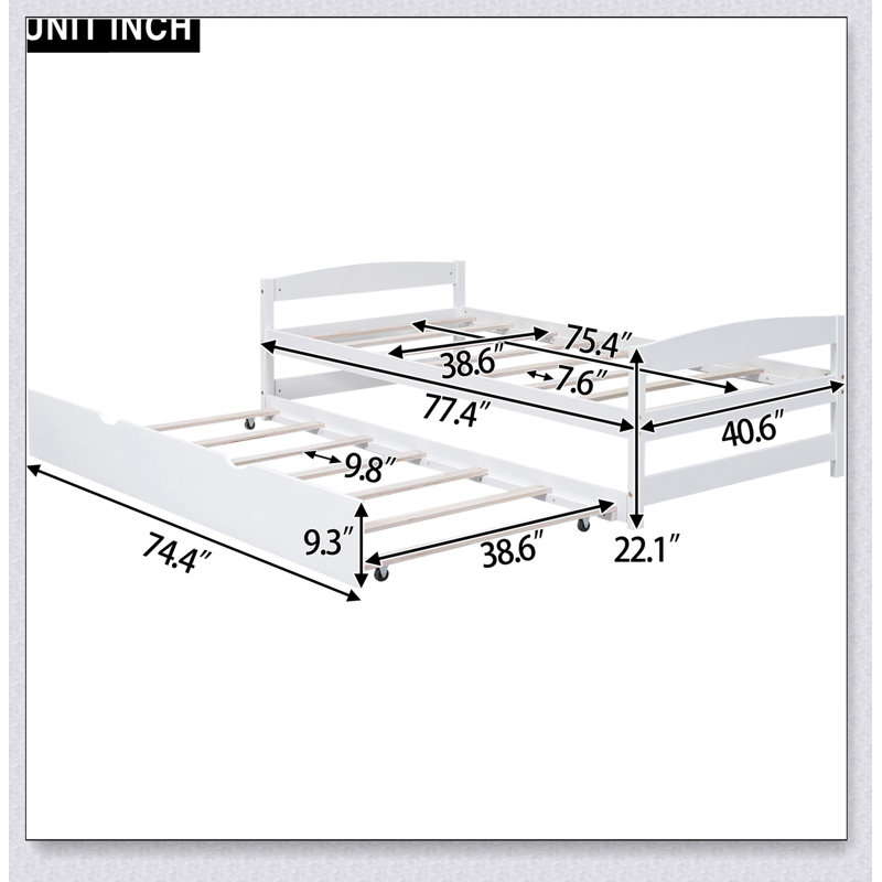 Platform Bed With Trundle, White