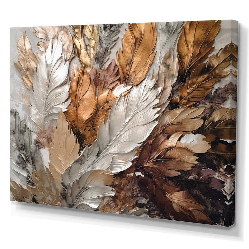 «Caiden Gold Feather Extravaganza IV - Glam Feather», art mural, H 24 po x l 32 po x P 1 po, Toile tendue