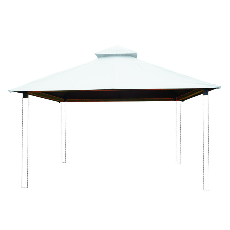 Fixation de toit L 12 pi. D Pavillon de jardin en bois massif, Blanc naturel, H 141,5 po x l 144 po x P 144 po