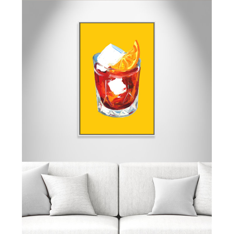 Imprimé jaune Negroni par Straker, Flotteur blanc, H 37,5 po x l 25,5 po