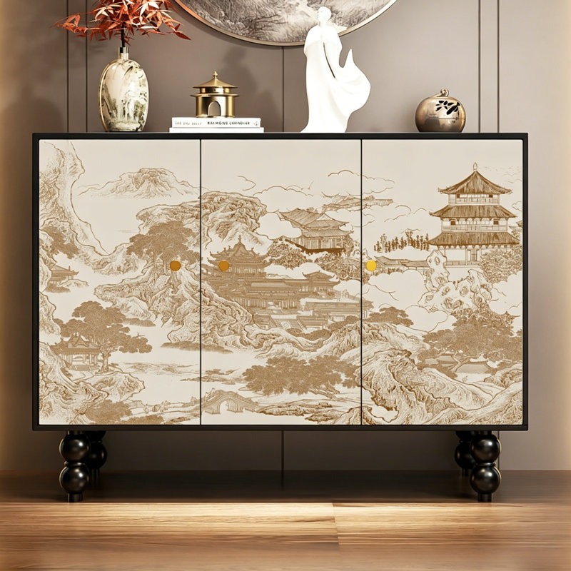 Chinese Style Wooden Entryway Storage Cabinet