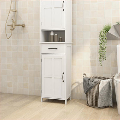 Cabinets, Slim Narrow Height Double Door Floor Standing Cabinet | MDF | Minimalist
