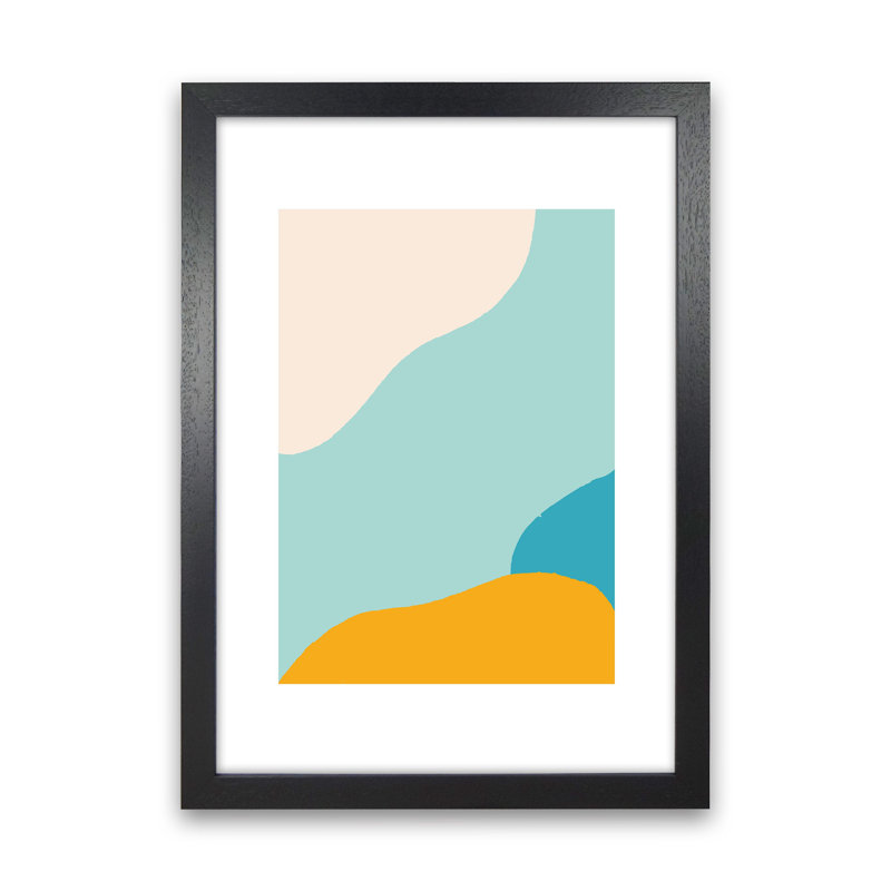 Mita Teal Abstract N18 by Pixy Paper - Print, Black Framed, 84cm H x 59.4cm W x 3cm D