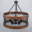 Lustre tambour rustique 5 lumières rustique, finition industrielle noir mat et brun, hauteur réglable