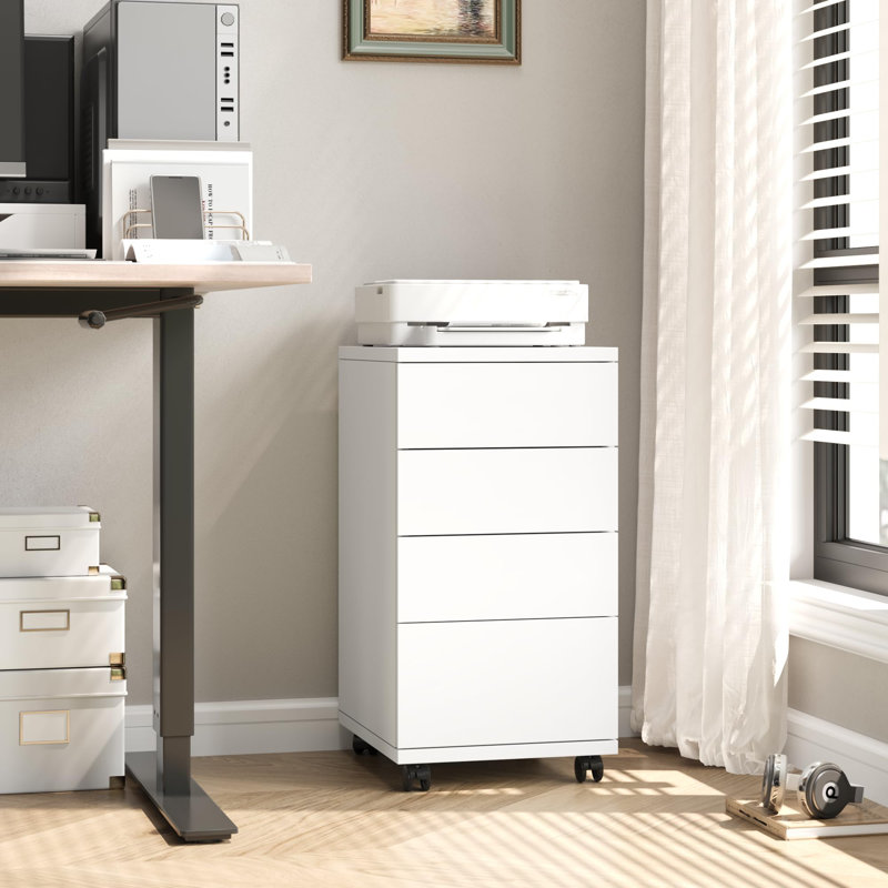 33cm Wide 4 -Drawer Mobile File Cabinet, White