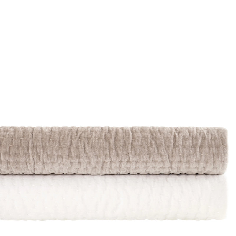 Viola Velvet Quilt, King Quilt, Dove White