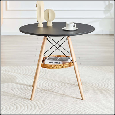 Table de salle à manger 31,5 "avec panier de rangement tissé suspendu