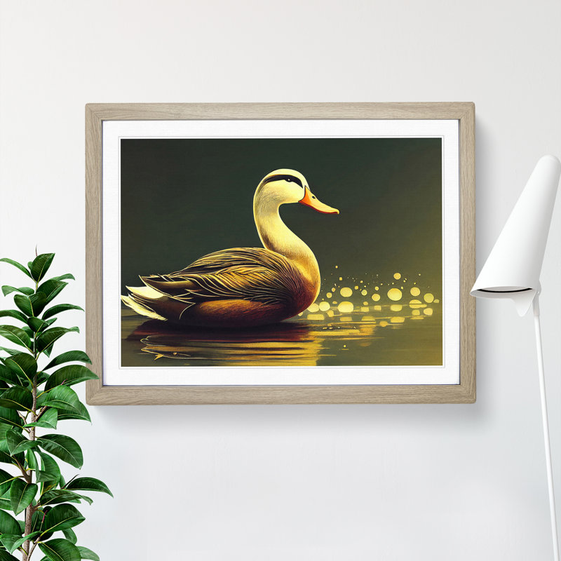 Luminous Duck - Single Picture Frame Print, 25cm H x 34cm W, Grey