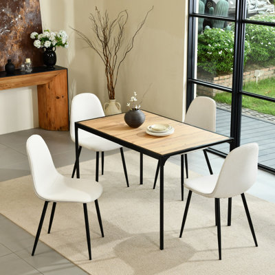 Hararat Modern 5-Piece Dining Set Rectangular Table Upholstered ChairsDining Room Breakfast Nook