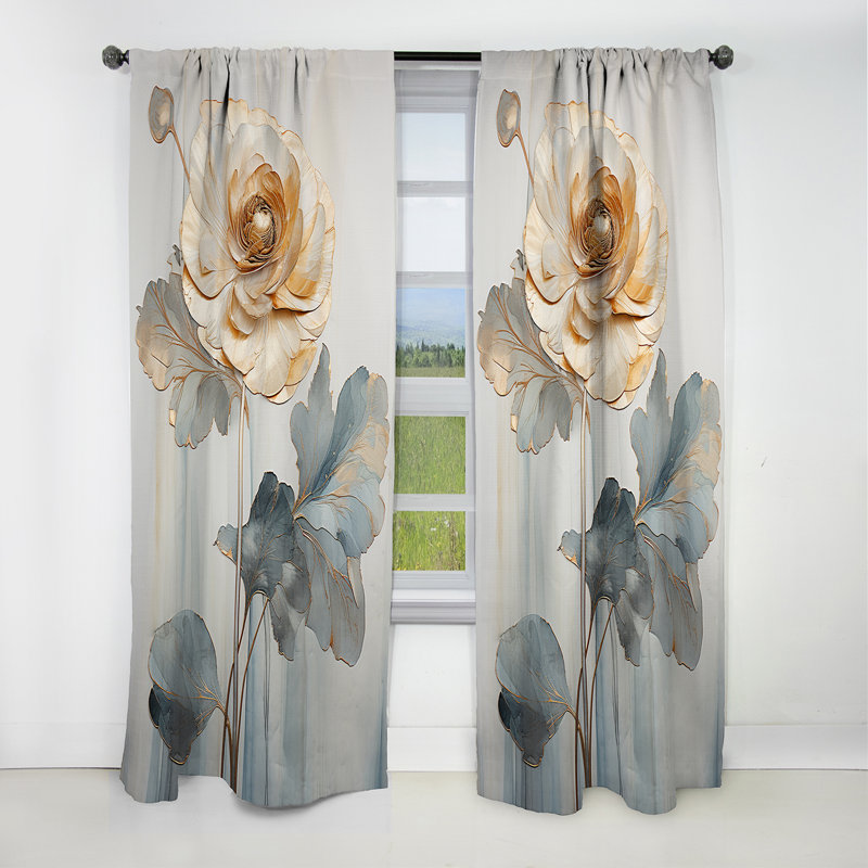 Packard - Ranunculus Curtain - Blackout Floral Curtain - 1 Panels, 52" W x 108" L