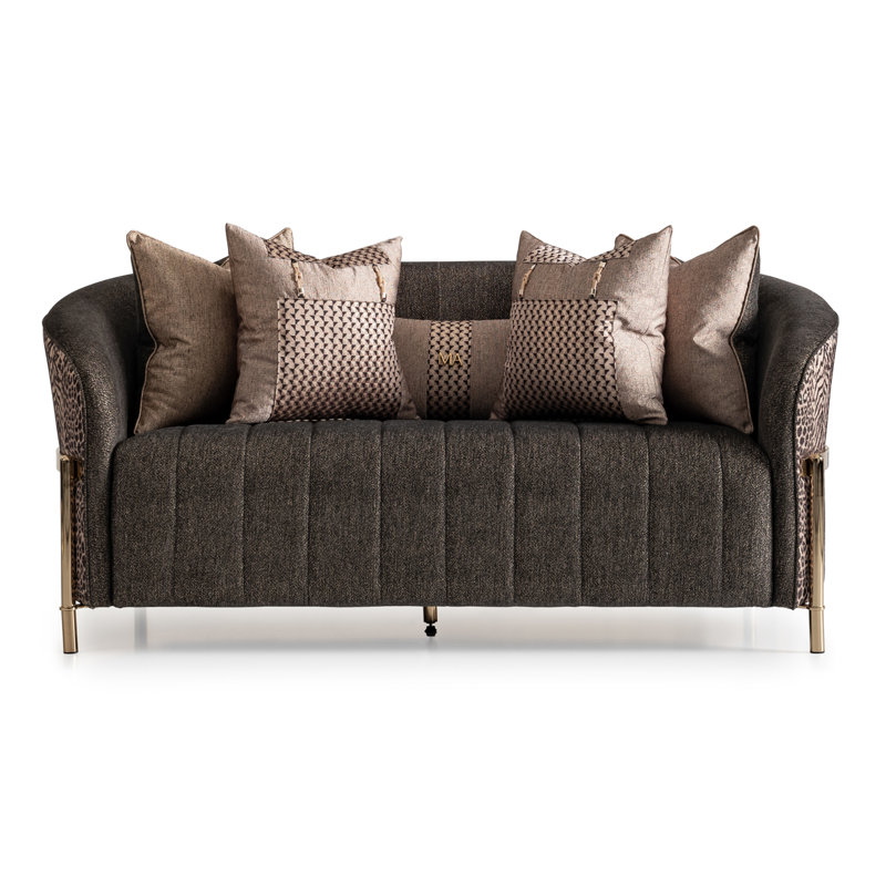 Lisbon 71'' Chenille Round Arm Loveseat, Onyx Chenille