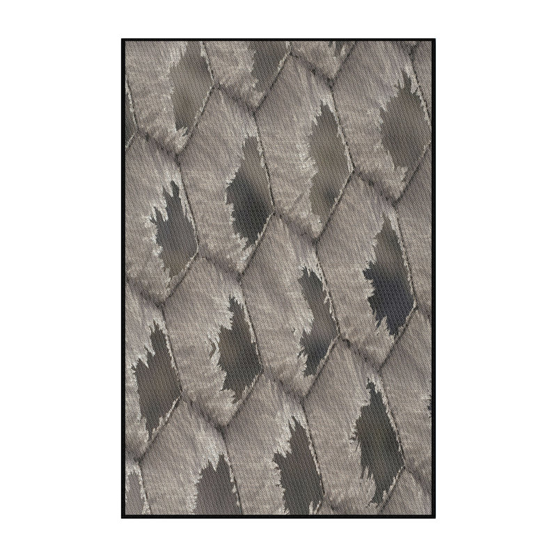 Tissé à la machine en laine et polyester gris/noir Tapis décoratif, Rectangle 2 pi x 5 pi