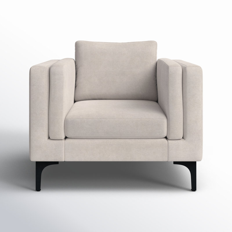 Troian Upholstered Armchair, Black, Lux Cream Performance Chenille