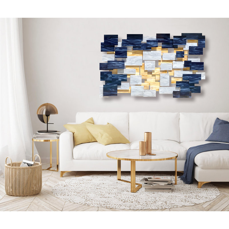 Mystere Glass And Metal Wall Sculpture, 44" H x 71" W x 4" D