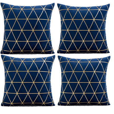 Set Of 4 Throw Velvet Gold Stamping Cushion (INSERT INCLUDED)