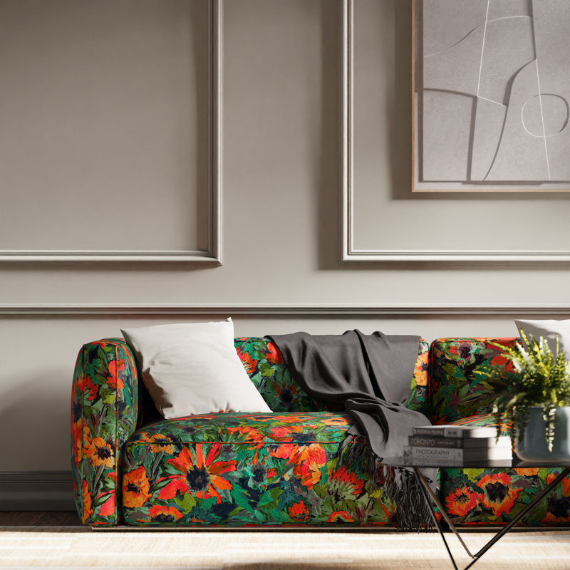 Helianthus Fabric, 	Vermillion/Harissa/Fig Leaf 