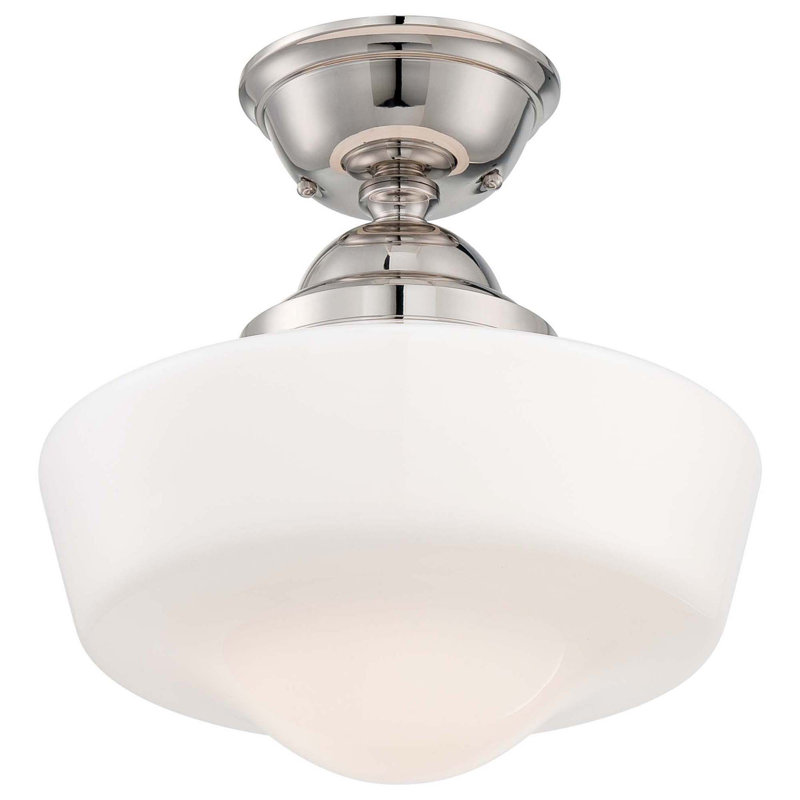 Plafonnier semi-encastré 13,75 po 1 lumière Changir, Nickel poli