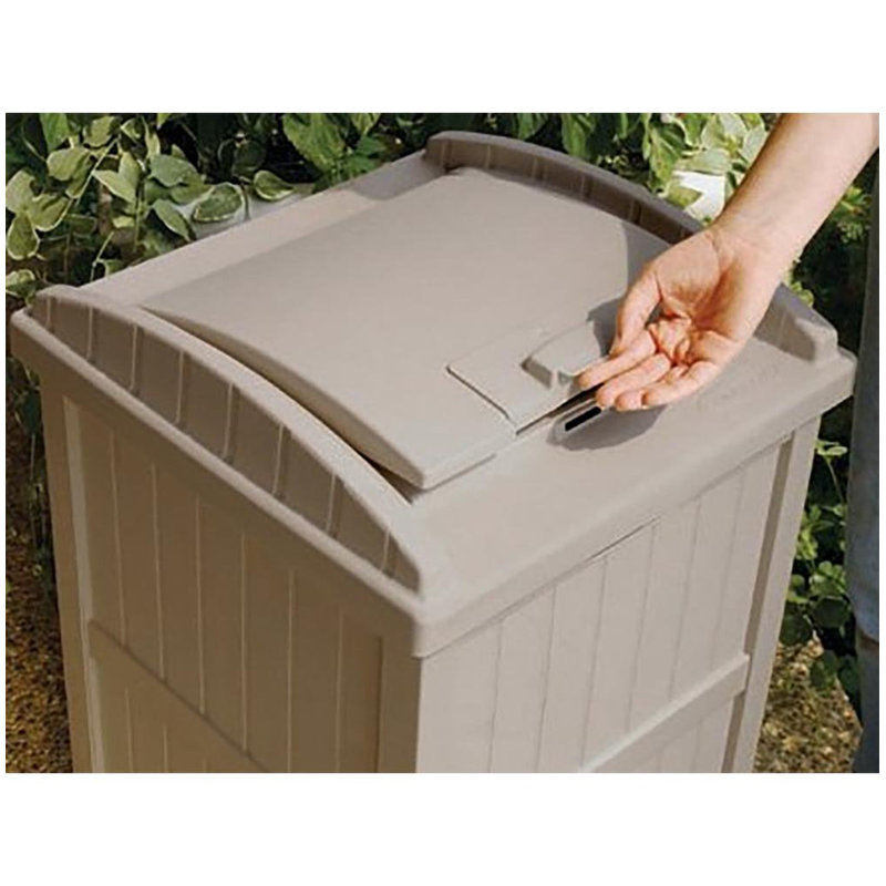 Resin Manual Lift Kitchen Trash Can - 33 Gallons, Beige