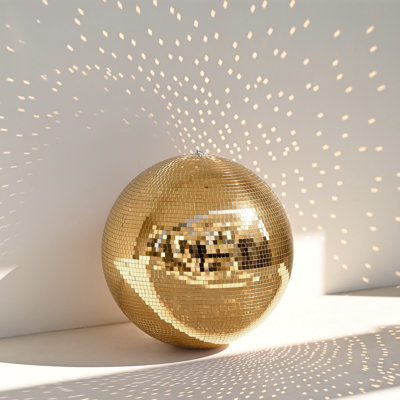  16" Large Disco Ball Mirror Big Hanging Glass Decor for 70s 80s Party Events Wedding DJ Dance Club Stage Lighting Champagne Gold
