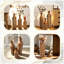 Ensemble de 3 vases de sol décoratifs en métal avec motif de feuilles brun rustique, grands vases pour la décoration de salon et de vestibule