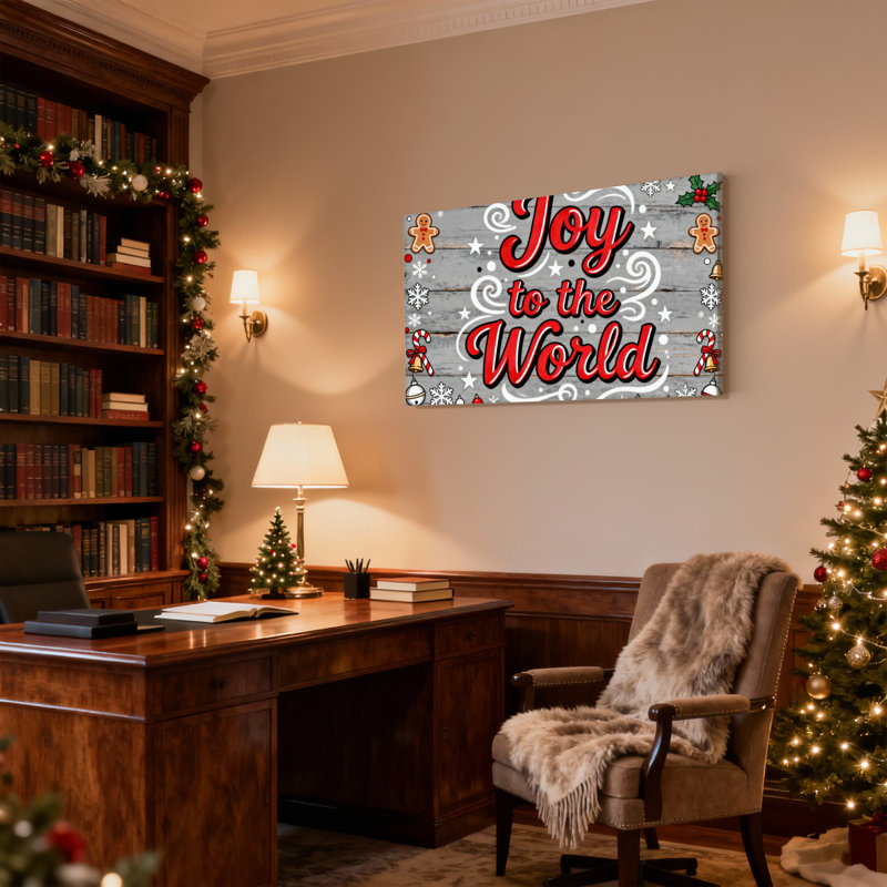 «Christmas Joy To The World Christmas», ensemble de 3 impressions sur toile, H 20 po x l 30 po