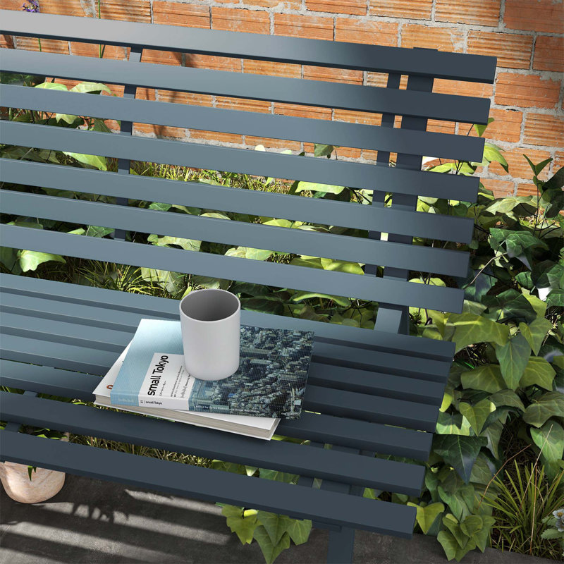 Banc de jardin en aluminium Melnick, Bleu