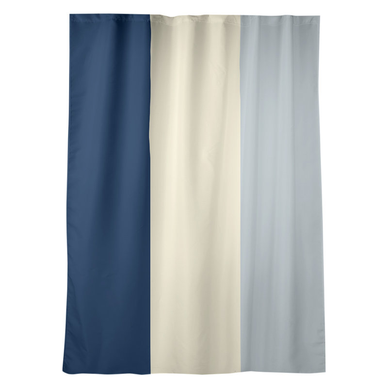 Striped Room Darkening Rod Pocket Single Curtain Panel, Seattle Baseball Navy Blue/Cream/Metallic Silver