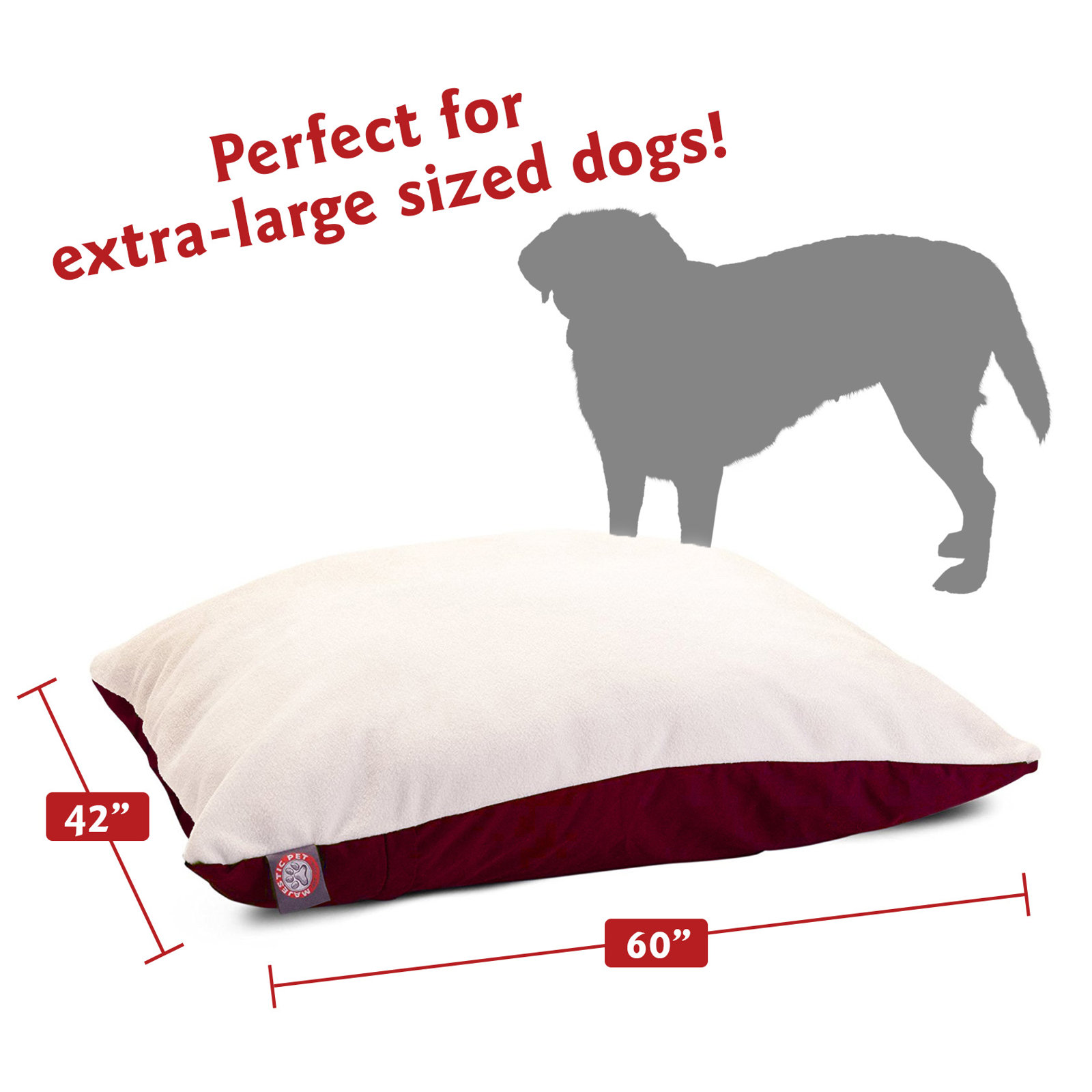 Rory Classic Pet Bed, Burgundy, Extra Large 