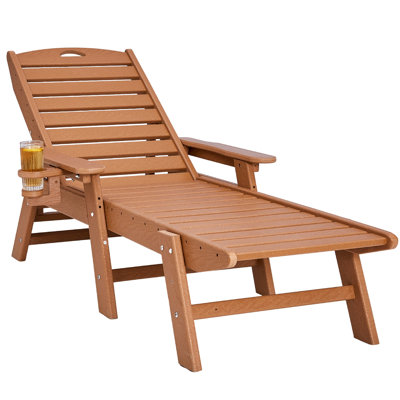 Outdoor Chaise Lounge Chair 6 Position Adjustable Reclining Bench Lounger Brown